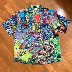 *** SOLD **** HOO Hippie Funny Octopus Love Music Colorful Hawaiian Shirts L